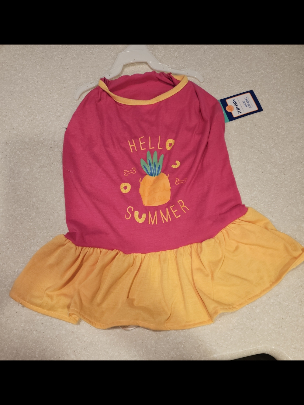 Hello Summer Pineapple Dress For Dogs. Brand Top Paw. New Size Large